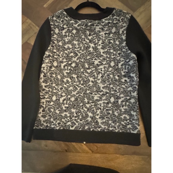Pendleton Black & Gray Cheetah Zip Cardigan Wool Sweater Size M Shimmer - Picture 6 of 7
